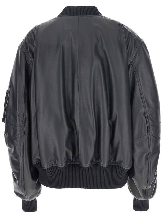 Black Bomber Jacket With Zip Closure In Leather Woman - THE ATTICO - BALAAN 2