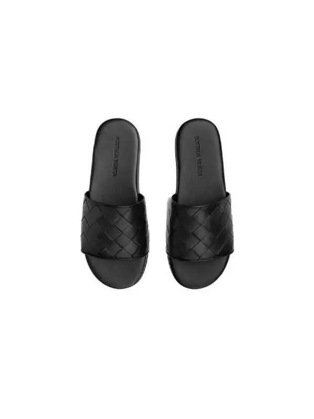 Intrecciato Leather Slippers Black - BOTTEGA VENETA - BALAAN 5