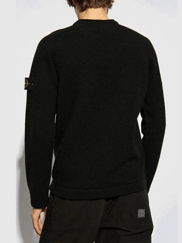 Compass Badge Wool Knit Top Black - STONE ISLAND - BALAAN 4