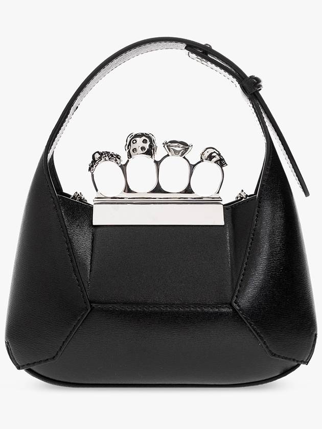 Jewel 4 Ring Mini Hobo Shoulder Bag Black - ALEXANDER MCQUEEN - BALAAN 4