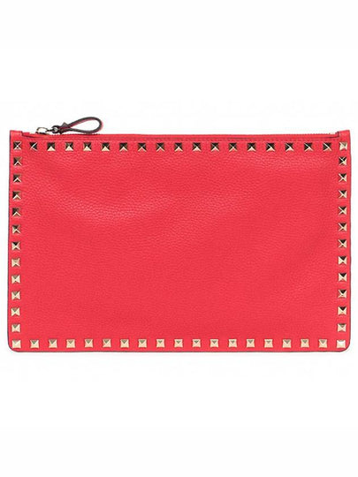 Rockstud Stampa Alce Clutch Bag Red - VALENTINO - BALAAN 2