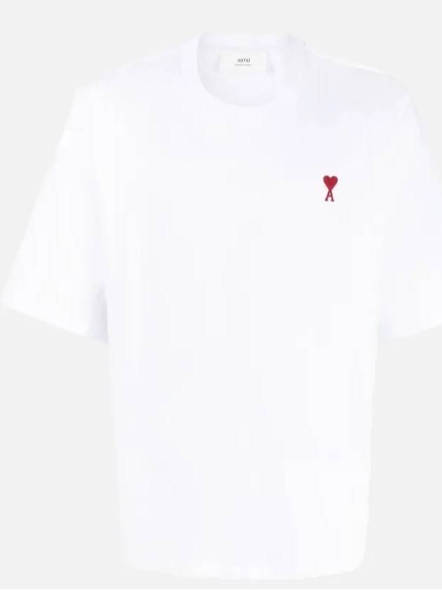 Small Heart Logo Boxy Fit Short Sleeve T-Shirt White - AMI - BALAAN 4