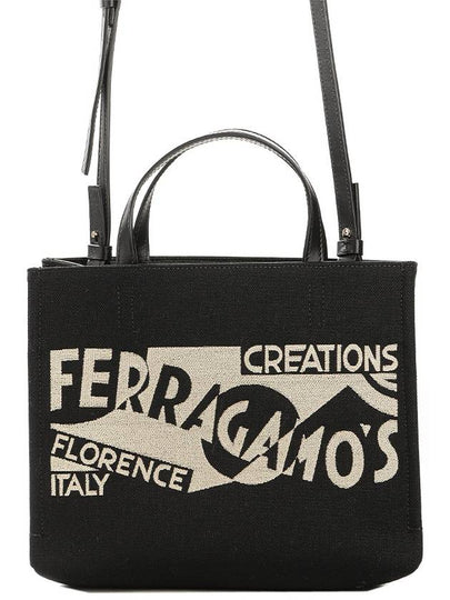 Logo Print Tote Bag Black - SALVATORE FERRAGAMO - BALAAN 2