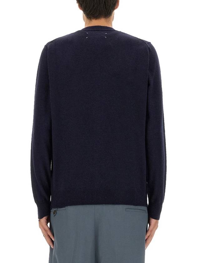 Cashmere Back Stitch Cardigan Navy - MAISON MARGIELA - BALAAN 4