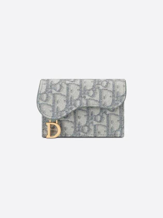 Saddle Flap Card Holder Grey  Oblique Jacquard - DIOR - BALAAN 3