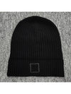 Logo Knit Beanie Black - STONE ISLAND - BALAAN 6