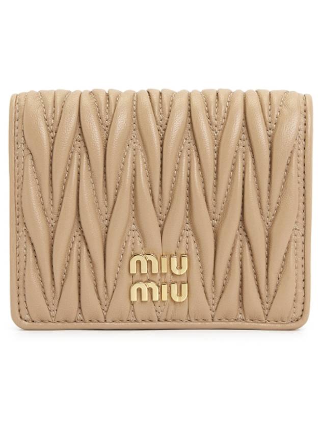 Matelasse Leather Half Wallet Beige - MIU MIU - BALAAN 2