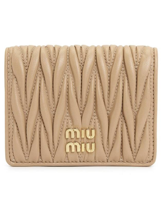 Matelasse Leather Half Wallet Beige - MIU MIU - BALAAN 2