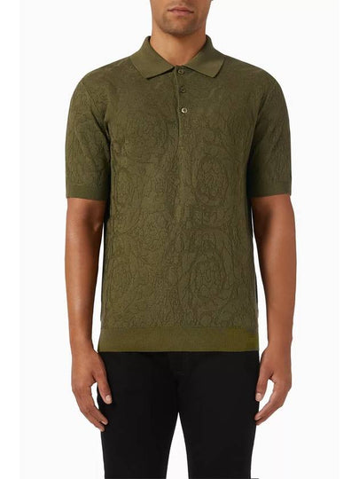 Barocco Knit Polo Shirt Green - VERSACE - BALAAN 2