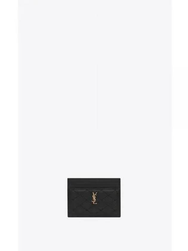 Gabi Quilted Lambskin Card Wallet Black - SAINT LAURENT - BALAAN 2