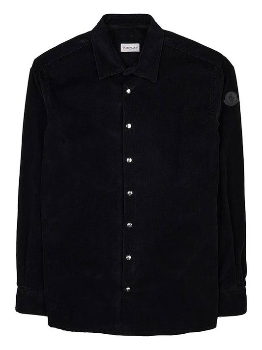 Men's Corduroy Slim Cut Long Sleeve Shirt Black - MONCLER - BALAAN 2