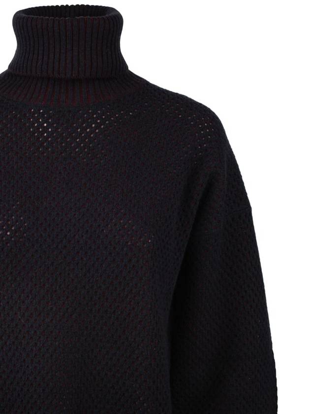 Fabiana Filippi Blue And Burgundy Mesh Turtleneck Sweater - FABIANA FILIPPI - BALAAN 3