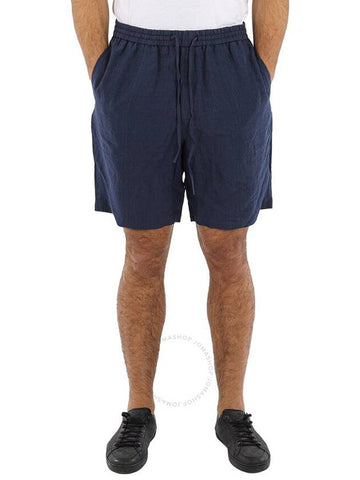 Emporio Armani Men's Blue Faded Linen Drawstring Board Shorts, Brand Size 52 (Waist Size 36") - EMPORIO ARMANI - BALAAN 1