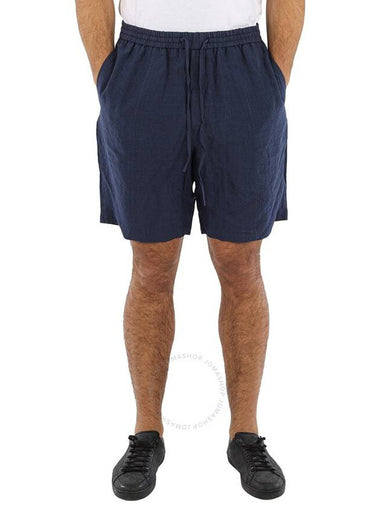 Emporio Armani Men's Blue Faded Linen Drawstring Board Shorts, Brand Size 52 (Waist Size 36