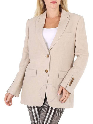 Burberry Ladies Loulou Oatmeal Single-Breasted Tailored Jacket, Brand Size 4 (US Size 2) - BURBERRY - BALAAN 1