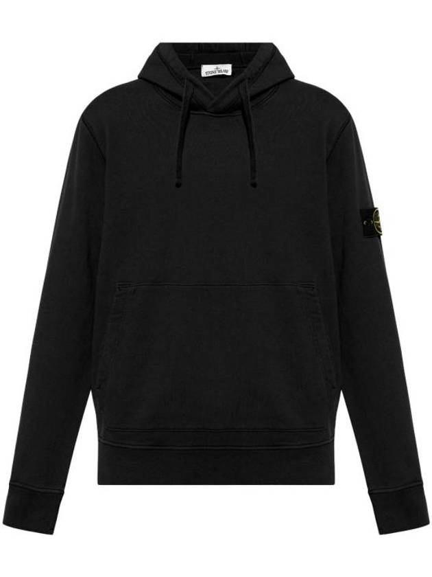 Wappen Patch Brushed Cotton Fleece Hoodie Black - STONE ISLAND - BALAAN 2