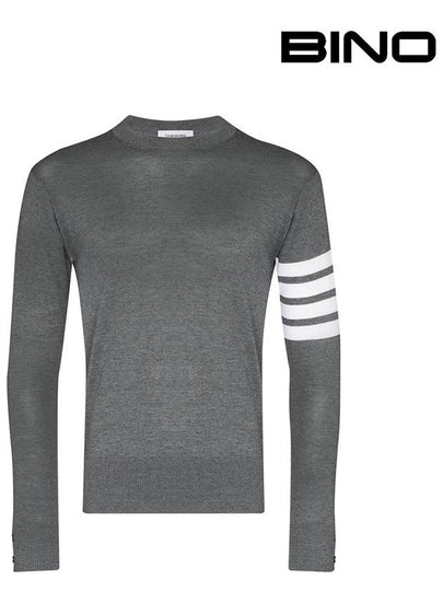 4 Bar Stripe Classic Wool Knit Top Grey - THOM BROWNE - BALAAN 2