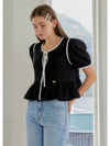 ANC WAVE RIBBON PUFF BLOUSE BLACK - ANOETIC - BALAAN 1