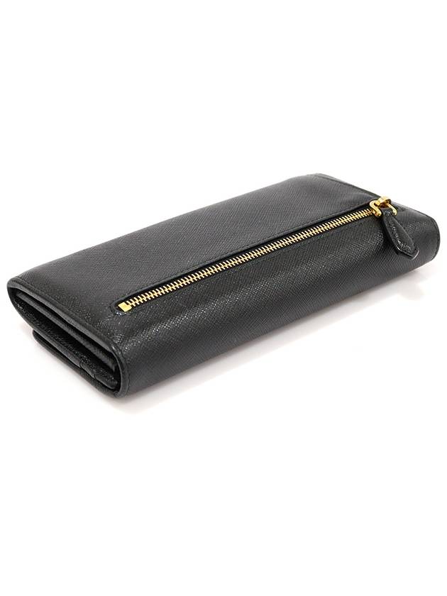 1MH132 Black Saffiano Gold Metal Lettering Logo Long Wallet - PRADA - BALAAN 4