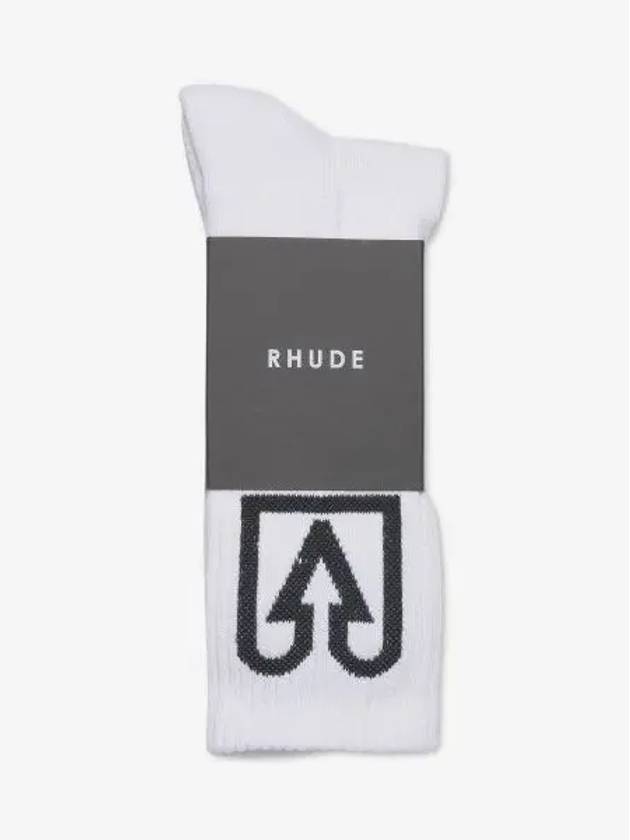 Men s Bank Logo Socks White Black RHFW22SO010701280128 - RHUDE - BALAAN 1