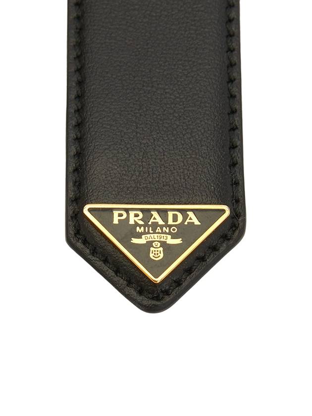 Women's Gold Triangle Logo Leather Belt Black - PRADA - BALAAN 7