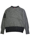 Men's Jersey Stitch Mohair Tweed 4 Lines V-Neck Cardigan Grey - THOM BROWNE - BALAAN 6