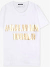 Gold Logo Print Short Sleeve T-shirt White - BALMAIN - BALAAN 3