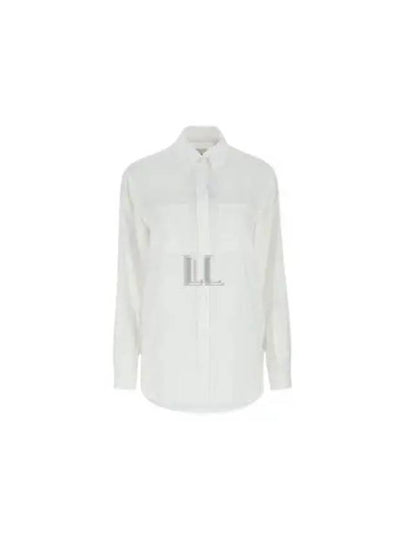 Women's EKD Jacquard Oversized Silk Shirt Optic White - BURBERRY - BALAAN 2