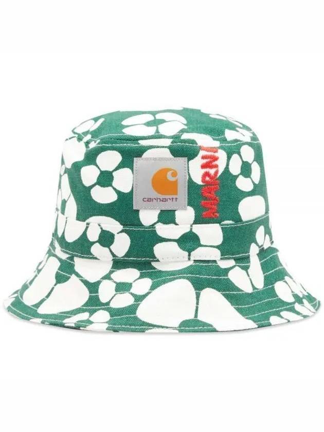 Flower Pattern Bucket Hat Green - MARNI - BALAAN 1