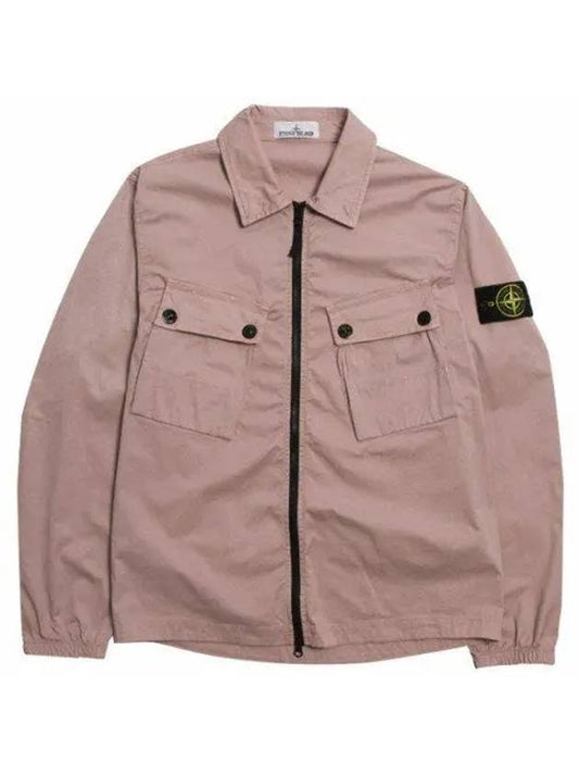 Men's Wappen Patch Two-Pocket Overshirt Zip-Up Jacket Rose Quartz - STONE ISLAND - BALAAN 1