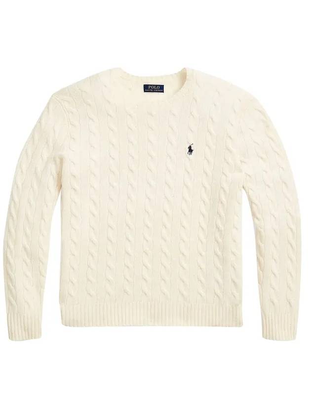 Embroid Logo Cable Knit Top Cream - POLO RALPH LAUREN - BALAAN 1