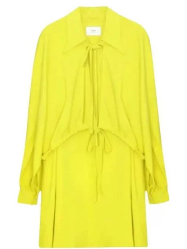 Bow Neck Viscose Short Dress Yellow - AMI - BALAAN 2