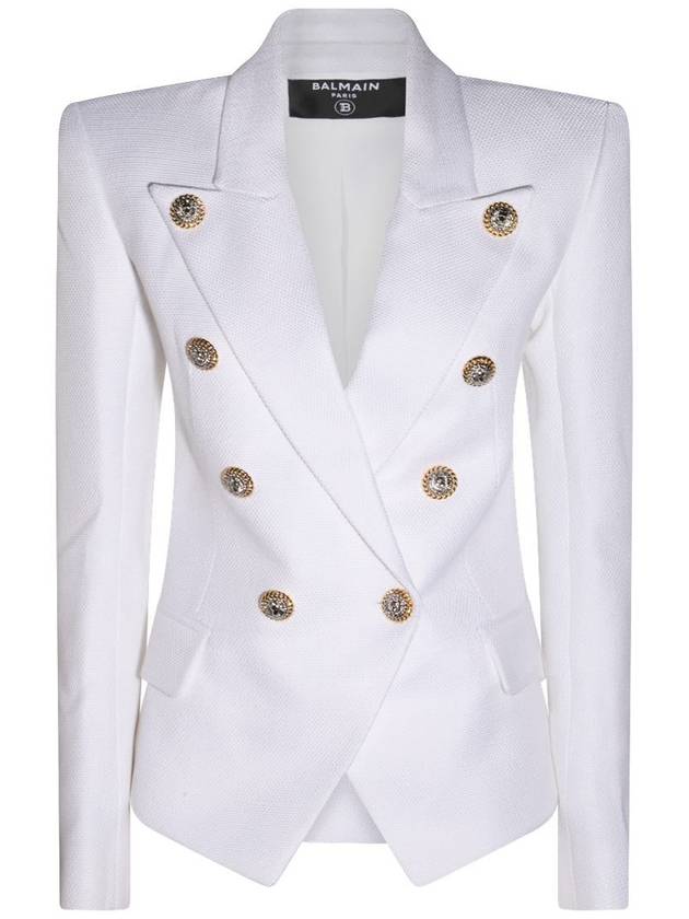 Viscose Blazer Jacket White - BALMAIN - BALAAN 2