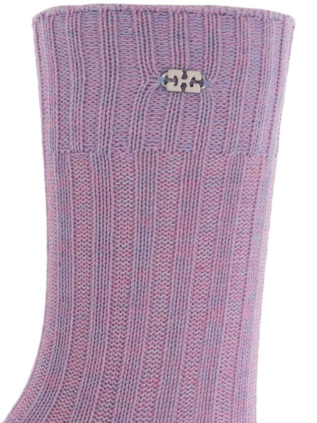 Ganni Socks With Logo, Women's, Purple - GANNI - BALAAN 2