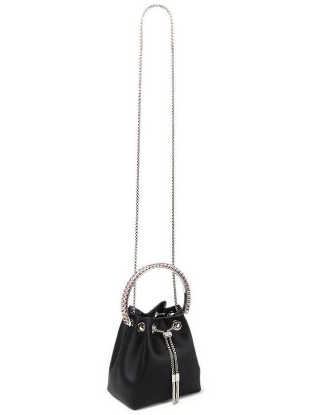 'Bon Bon' Mini Black Handbag With Metal Crystal Bracelet Handle In Satin Fabbric Woman - JIMMY CHOO - BALAAN 4