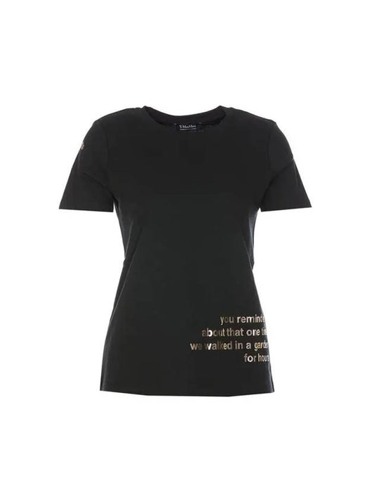 Women's Slogan Print Short Sleeve T-Shirt Green - MAX MARA - BALAAN 1