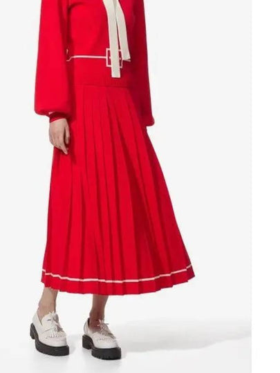 Wool Jacquard Pleated Skirt Red - GUCCI - BALAAN 2