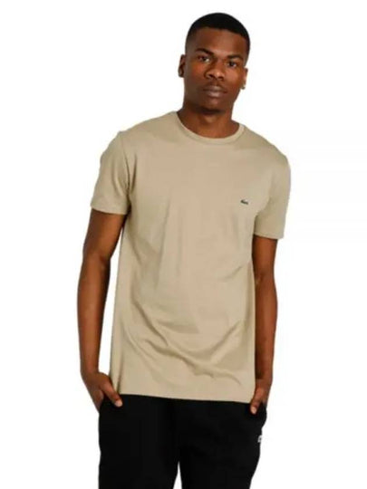 Crew Neck Pima Cotton Jersey Short Sleeve T-Shirt Dark Beige - LACOSTE - BALAAN 2