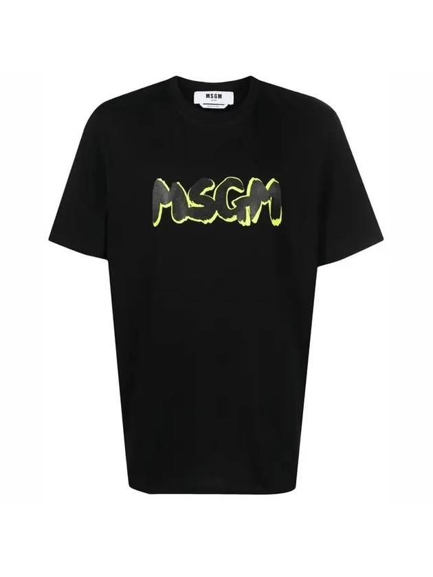 New Brushed MSGM Crewneck Logo Short Sleeve T-Shirt Black - MSGM - BALAAN 1