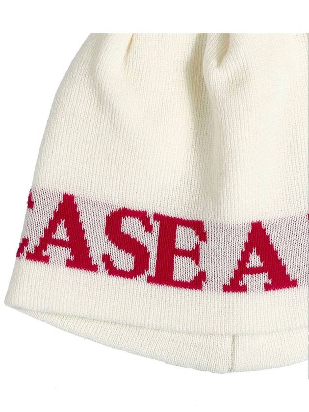 Logo Jacquard Beanie Ivory - CASEALOT - BALAAN 4