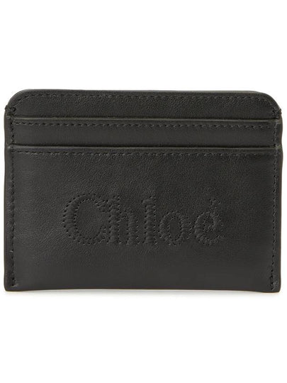 Sense Embroidered Logo Calfskin Card Wallet Black - CHLOE - BALAAN 2