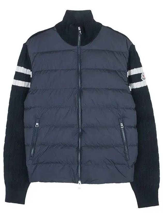 Padded Wool Zip-Up Cardigan Navy - MONCLER - BALAAN 2