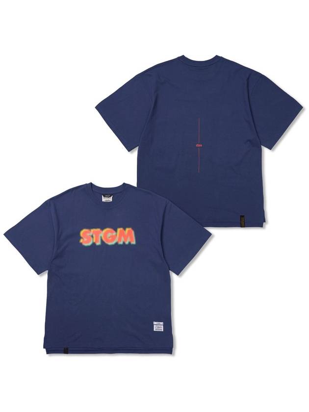 Harf Tone Oversized Short Sleeves T Shirts Navy - STIGMA - BALAAN 1