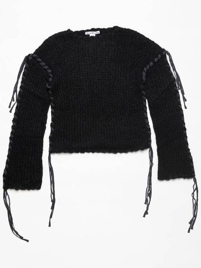 Lacing Drop Shoulder Knit Top Black - ACNE STUDIOS - BALAAN 2