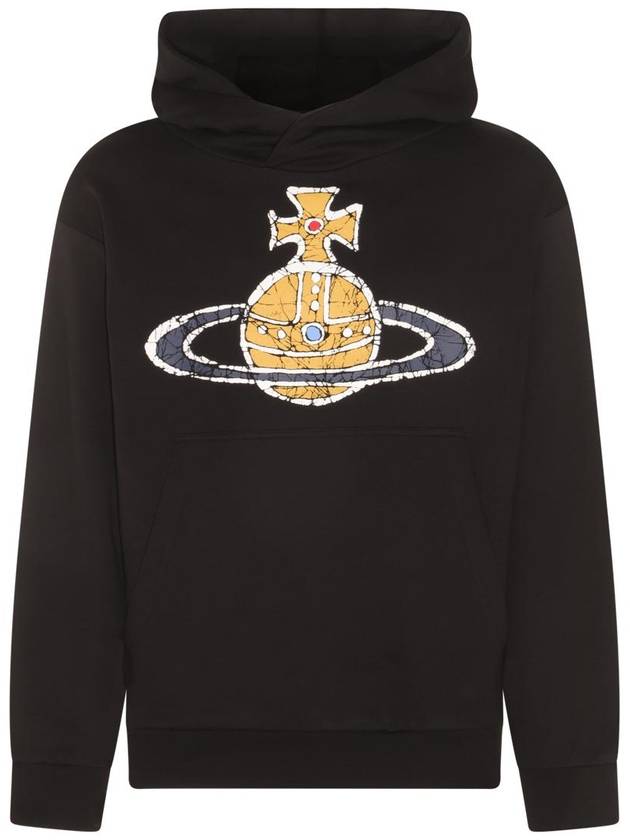 Embroidered Logo Cotton Hoodie Black - VIVIENNE WESTWOOD - BALAAN 1