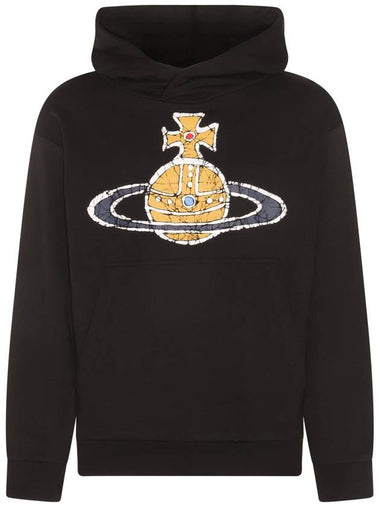 Embroidered Logo Cotton Hoodie Black - VIVIENNE WESTWOOD - BALAAN 1