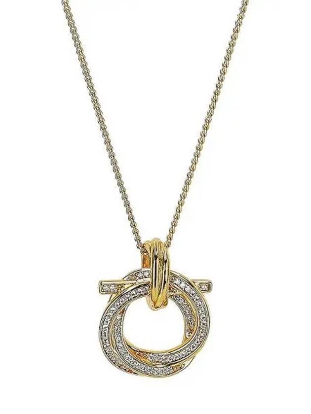 Gancini Pendant Crystal Necklace Gold - SALVATORE FERRAGAMO - BALAAN 2