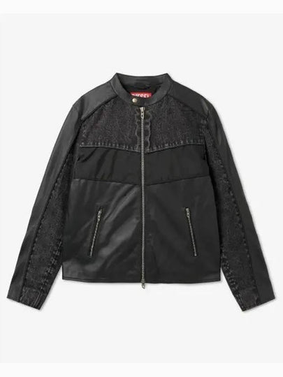 L Leopol Panelled Leather Jacket Black - DIESEL - BALAAN 2