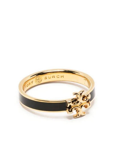 Kira Enamel Ring Gold Black - TORY BURCH - BALAAN 1