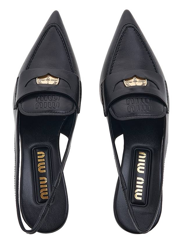 Leather Penny Slingback Heels Black - MIU MIU - BALAAN 7